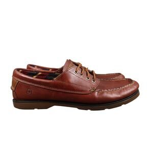 Sperry Boat Shoes Womens 9.5 Leather Moc Toe Lace Up Loafer Casual Brown Classic
